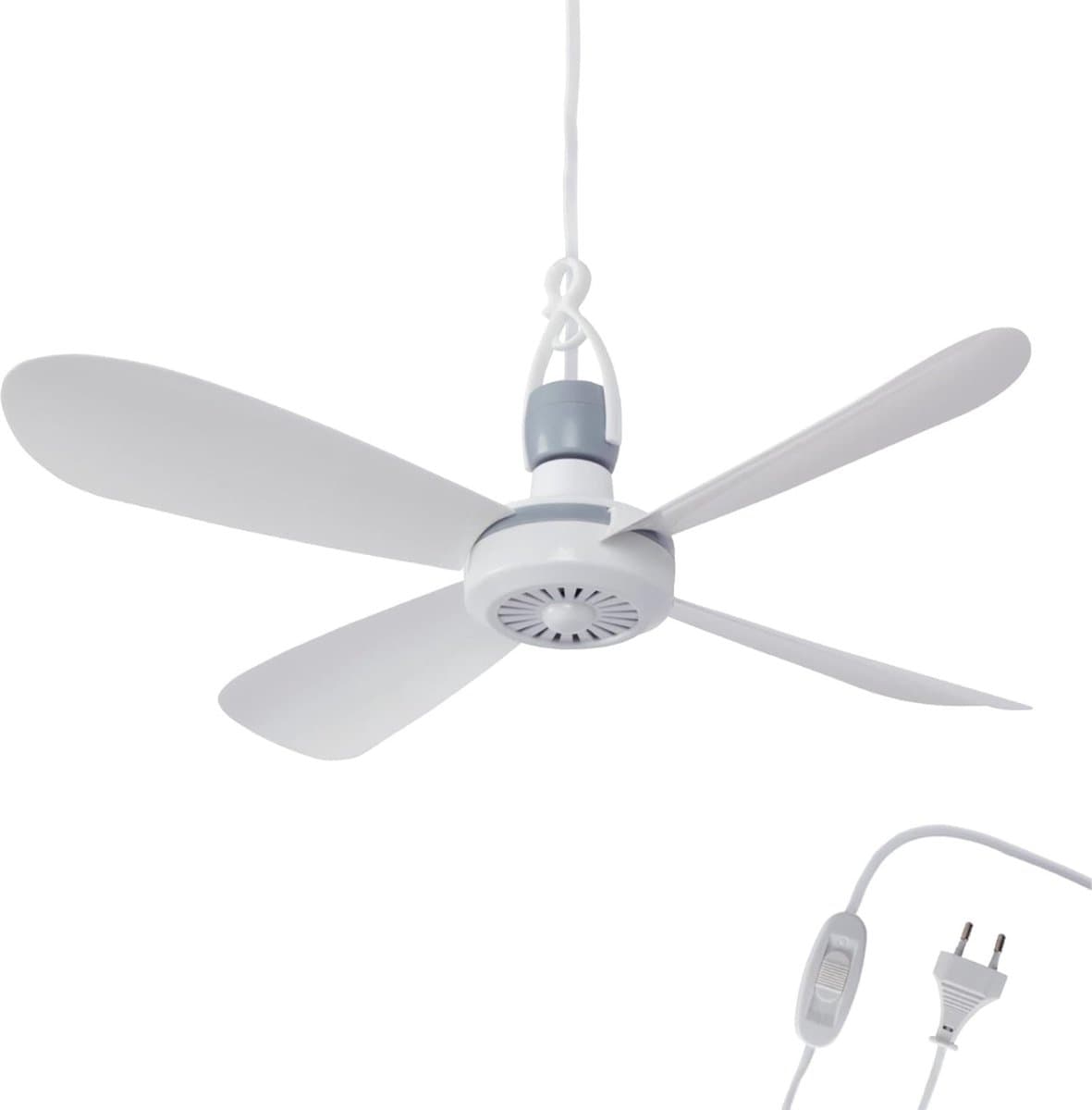 Plafondventilator - 2 Meter lang Snoer - 40cm Ø - Kunststof - Slaapkamer - Woonkamer - Plafond Ventilator - 5W - Opvouwbaar - Stil 25 dB - Wit — afbeelding 1