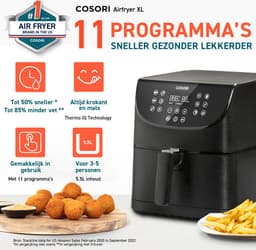 Cosori – Airfryer XL – 5.5L – 11 Programma’s – Inclusief Spiezenrek — thumbnail 9