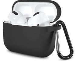 Hoesje geschikt voor Airpods Pro 2019 - Schokbestendig siliconen Case Silicone met clip - Zwart