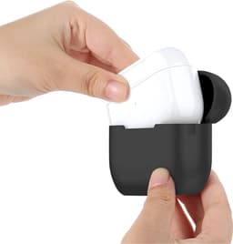 Hoesje geschikt voor Airpods Pro 2 - Schokbestendig siliconen Case Silicone met clip - Zwart — thumbnail 3