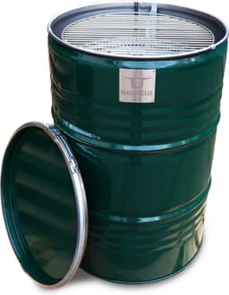BarrelQ Big - Houtskoolbarbecue - British Racing Green - Staal - Ø57x87 cm - Vuurkorf & Statafel in 1 - 200L - Inclusief Hoes — thumbnail 1