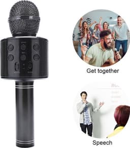 Karaoke microfoon bluetooth draadloos - stemvervormer - karaoke set-  voor kinderen en volwassenen - zwart — thumbnail 5