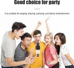 Karaoke microfoon/karaoke set - Joyful things draadloze karaokemicrofoon met ingebouwde speaker, Bluetooth, mp3 functie, stemhervormer en echo effect- Roze — thumbnail 2