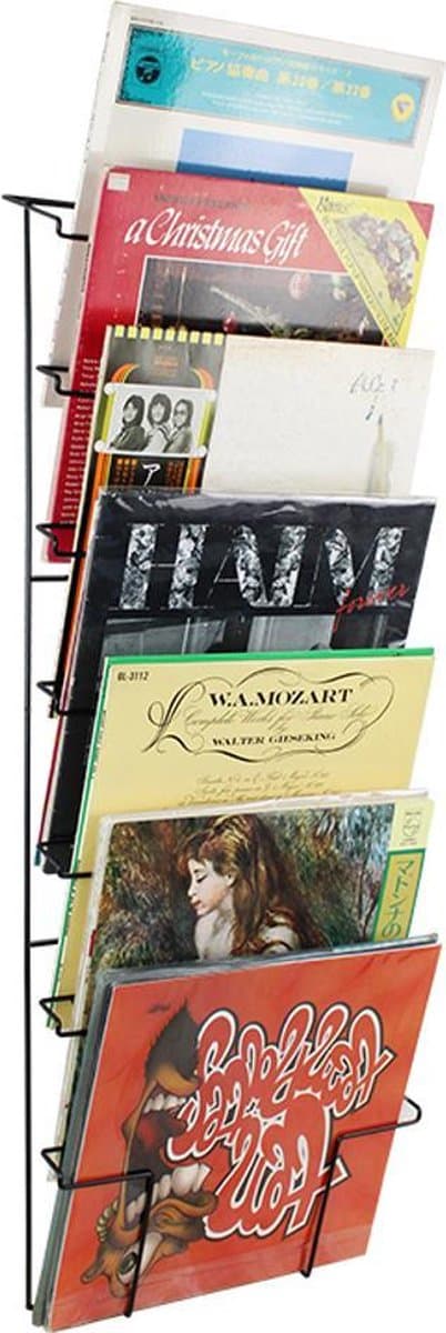VDD - LP Houder - LP Opbergsysteem - LP Opbergsysteen aan de Muur - LP Opbergrek - Vinyl Opberg - Vinyl Opbergsysteem - Vinyl Houder - Zwart - Max +/- 50 platen - 6 vakken — afbeelding 1