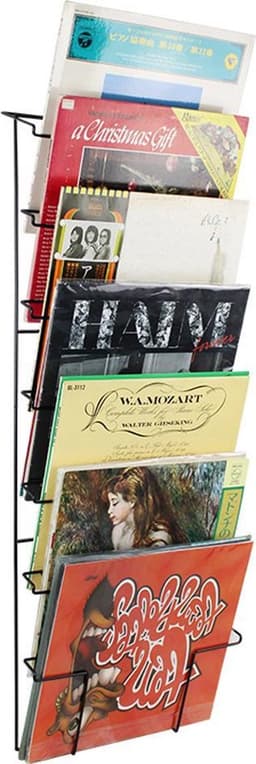 VDD - LP Houder - LP Opbergsysteem - LP Opbergsysteen aan de Muur - LP Opbergrek - Vinyl Opberg - Vinyl Opbergsysteem - Vinyl Houder - Zwart - Max +/- 50 platen - 6 vakken — thumbnail 1