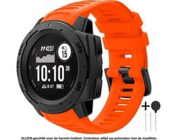 Oranje Siliconen sporthorlogebandje geschikt voor Garmin Instinct – Maat: zie maatfoto – orange smartwatch strap - band - horlogeband - wearable - polsbandje - rubber