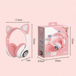 Cat Headphone - Roze - Bluetooth - Draadloze Over Ear Stereo Koptelefoon - Noise Reduction - Katten Oortjes - LED Verlichting — thumbnail 9