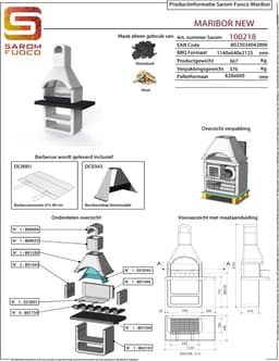 Sarom Fuoco - Betonnen barbecue - Maribor - Houtskool en hout - 114 x 64 x 212,5 cm — thumbnail 5