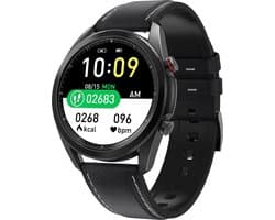 DrPhone ModelX3 - Smartwatch voor Mannen - 1.28inch IP67 Waterdicht - ECG Bluetooth Bellen - Mail / IOS / Android - Zwart