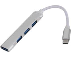VK TECH USB-C naar USB-A 4 poorts hub - USB3.0 - busgevoed / Zilver - 0,10 meter - voor Mac - Macbook - iMac - Windows - PC - Laptop
