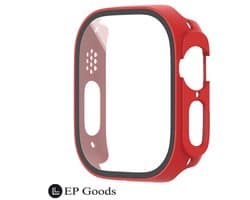 EP Goods - Full Cover/Hoesje - Screen Protector - Geschikt voor AppleWatch Ultra en Ultra 2 - 49mm - Hardcase - Protection - Rood