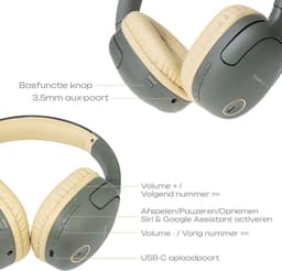 PowerLocus P7 Draadloze Over-Ear Koptelefoon - Bluetooth Headphone - Microfoon, Bass Mode, incl. Hoesje - Asfaltgrijs — thumbnail 2