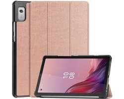 Tablet Hoes geschikt voor de Lenovo Tab M9 | Book Case met Standaard | Kunstlederen Beschermhoes | Tri-fold | Roze Goud