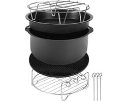 Monzana Heteluchtfriteuse Accessoires Set - 8-delig Metaal – Zwart