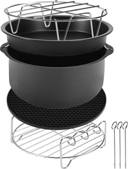 Monzana Heteluchtfriteuse Accessoires Set - 8-delig Metaal – Zwart — thumbnail 1