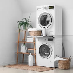 Tussenstuk voor wasmachine en droger – Universeel tussenbouwframe met uittrekbare plank 60x60 cm in wit ML design — thumbnail 5
