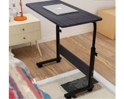 Mobiele Bureau | Laptop bijzettafel | Sta bureau voor laptop tafel voor thuis | Bureau Op Wielen | thuiskantoor | Zwart | (60cm * 40cm)