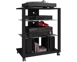 VCM Hifi-meubilair wielen rek kast phono mobiele plank glas oprolbaar phono media plank Folas Hifi-meubilair wielen rek kast phono mobiele plank glas oprolbaar phono media plank Folas