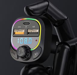 Bluetooth FM Transmitter zender voor in de Auto - Draadloos Muziek Streamen naar je autoradio - Handsfree Bellen - Opladen | Bluetooth 5.0 | USB-C & 2 USB-A Poorten | Compatibel met: iPhone & Android, Siri, google assistant of Bixby — thumbnail 5