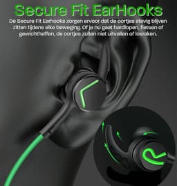 Phreeze EP15 Bedrade Oortjes - Groen - In-Ear Sport Headset met Haakjes - Headset - Geschikt voor Apple iPhone Oortjes met Draad — thumbnail 3
