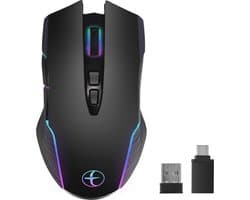 Techvavo® Draadloze Muis Laptop - Gaming Muis - Draadloze Gaming Muis - Met LED Verlichting - Muis Draadloos - Stille Draadloze Muis