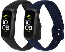 kwmobile 2x horlogebandjes geschikt voor Samsung Galaxy Fit (SM-R370) bandje - Smartwatch bandjes van TPU - Activity tracker horloge band in zwart / donkerblauw