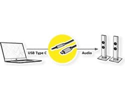 ROLINE Adapter Kabel USB Type C - 3.5mm Audio, Male/Male, zwart, 3 m