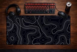 Muismat xxl - Black Topography - Gaming - 900 x 400 x 3 mm - Antislip — thumbnail 4