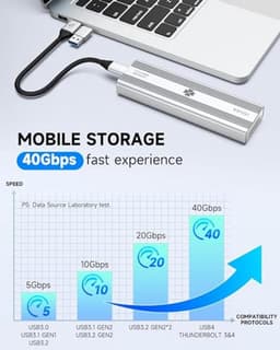 Externe harde schijf NVMe 2 TB - 3000 MB/s, Thunderbolt 3, USB-C, SSD M.2, Geïntegreerde koelventilator — thumbnail 2