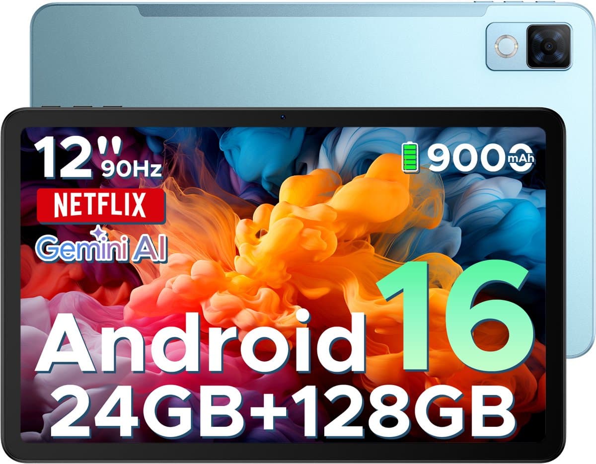 DOOGEE U12 - Tablet - Tablets - 24GB RAM+128GB ROM (2 TB/TF) - 12 inch+90Hz - 9000mAh/18W - Gemini AI - UNISOC T7255 - 13 MP+8 MP - 7,8 mm ultradun - WiFi 5 - Widevine L1 - GPS - Face ID - OTG - FM - Blauw — afbeelding 1