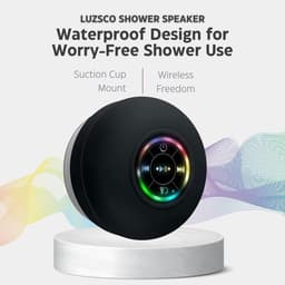 2-pack Bluetooth-doucheluidsprekers met LED - Draagbare draadloze miniluidsprekers met microfoon en zuignap, IPX4 waterdicht, Geschikt voor douche, reizen, zwembad, drijven op rivieren en buitenplezier (zwart) 4-niveau waterdicht — thumbnail 2