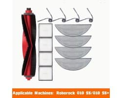 Accessoireset voor Roborock Q10 S5 / Q10 S5 Robotstofzuiger, Reserveonderdelen Inclusief 1 Hoofdborstel, 4 HEPA Filters, 4 Doekjes, 4 Zijborstels