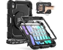 Robuuste Kindvriendelijke iPad Mini 6 (2021) Hoes met Screenprotector, Draagriem en 360° Standaard