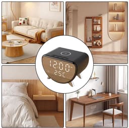 longziming -Digital Alarm Clock – 3-in-1 Draadloze Oplader – 15W Draadloze Oplader met Digitale Klok en Temperatuurweergave – Compact, Veilig en Stijlvol voor Thuis en Kantoor — thumbnail 2