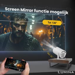Lumina® Pro Mini Beamer 2026 – Android 14 Smart Projector met Google Playstore – Thuisbioscoop – Voor iOS & Android – WiFi 6 & Bluetooth 5.4 – Wit — thumbnail 4