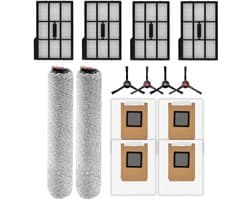 14 stuks - reserveonderdelen - geschikt voor Eufy Omni E25 - Eufy Omni E28 robotstofzuigers - met 2 rolmops - 4 zijborstels - 4 HEPA filter - 4 stofzakken - accessoireset