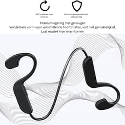 White-Label® Bone Conduction Headphone - Koptelefoon voor Activiteiten - Draadloos - Bleutooth - Zwart — thumbnail 3