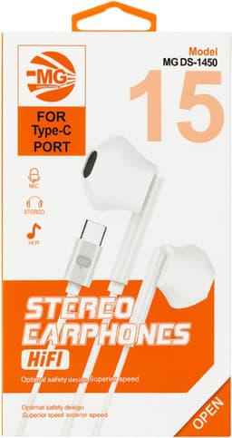 MG DS1450 Stereo Earphones - HiFi Type-C aansluiting - Wit - met draad — thumbnail 3