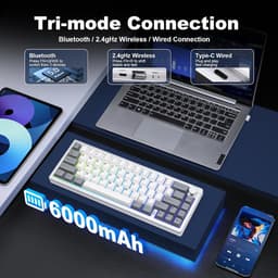 Yunzii AL68 - CNC Aluminium Toetsenbord - 65% Layout (68 Toetsen) - Gasket Mount - Hot-Swappable - Tri-Mode (Bluetooth/2.4G/USB-C) - Premium PBT Keycaps - Zilver — thumbnail 4
