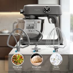 Fentic Keukenmachine 1800W, Keukenrobot met 7l RVS Mengkom, Incl. Menghaak, Garde, Deeghaak en Extra Accessoires, Keukenmixer Met Timer en 10 Snelheden — thumbnail 4