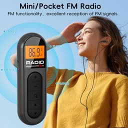 Mini Radio - FM Transistor Radio - radio - Draagbare Radio - Oplaadbare Radio - ABS - Zwart — thumbnail 2