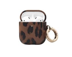 Selencia Sabi Case met panterprint - Hoesje geschikt voor AirPods 1 / 2 - Mocha Brown