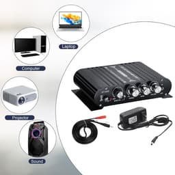 Bluetooth Mini HiFi Audio-versterker 20WX2 + 40W 2.1-kanaals met AUX & Stroomadapter — thumbnail 3