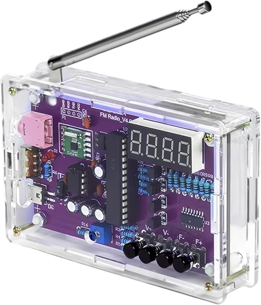OIMG Elektronische FM-radio-set - solderen praktijkkit - FM Radio Kit - Complete Doe-Het-Zelf Bouwpakket voor FM-Radio Enthousiastelingen DIY - radio - FM-radioset - lasprojecten voor leren en onderwijzen (met behuizing) — afbeelding 1