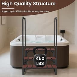 Whirlpool-trap met dubbele leuningen – 3-traps spa-treden voor whirlpool en zwembad – Afneembare U-vormige leuning, antislip treden, verstelbare voet, draagvermogen van 204 kg – Novihome Spa Step Deluxe — thumbnail 3