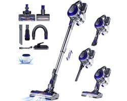 Authmic Steelstofzuiger Draadloos – 36.000 Pa Krachtige Zuigkracht, 2 Reinigingsmodi, 1.3 L Stofcontainer, LED Vloerborstel & Huisdierborstel, Verwisselbare Accu – Ideaal voor Thuis, Auto, Tapijt en Huisdieren