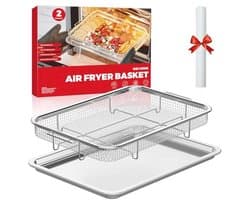 Airfryer Mandje voor Oven - Antiaanbak Koper Bakmand voor Conventie Oven - Ideaal voor Bakken en Krokante Gerechten - Vaatwasmachinebestendig 39.5cm x 29.5cm