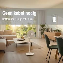 Mobiele vloer- en tafelventilator met afstandsbediening en zwenkfunctie - 8 snelheden, 1-8 uur timer, batterijvoeding — thumbnail 1