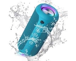 Ortizan Bluetooth luidspreker, bleutooth box met ledlicht, draagbare mini-muziekbox met handsfree-functie, IPX7 waterbescherming en 360° surround sound, draadloze outdoor luidspreker met AUX, TF
