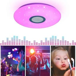 Bluetooth Plafondlamp 54W Ø 50CM met Luidspreker, Afstandsbediening en App-Bediening - Dimbaar, RGB Kleurverandering, Sterrenhemel Lamp met Witte Ruis — thumbnail 5